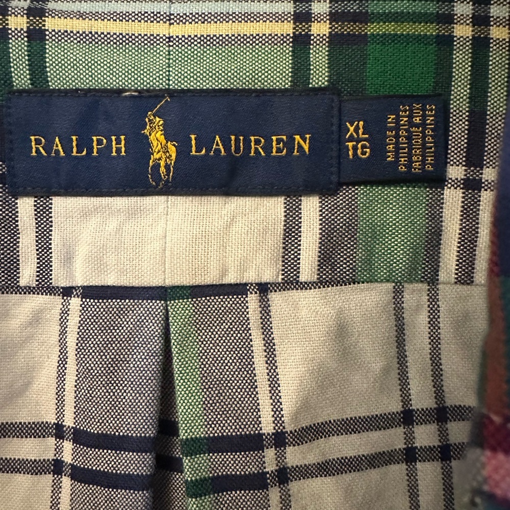 Ralph Lauren Blue and Green Plaid Long Sleeve Button Down Shirt - Picture 5 of 7